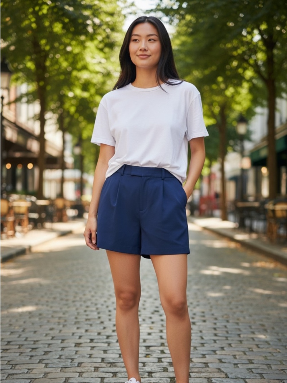 A New Day Women's High Waist Stretch with Pocket Mood Ring Blue Shorts Sz 12 NWT